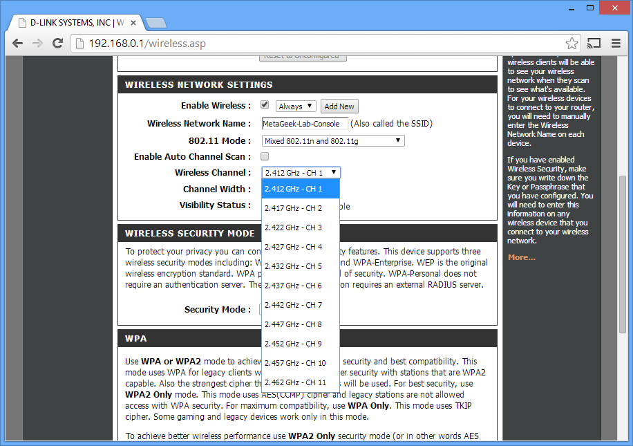 router configuration settings